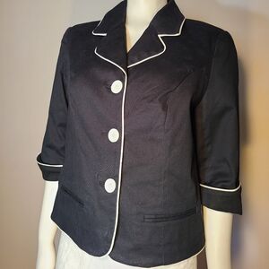 Women spring summer black suit jacket 3/4 sleeve size 6P